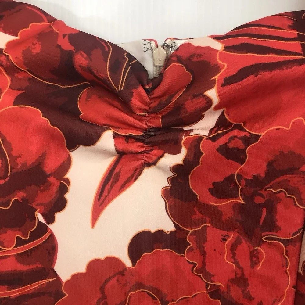 Boston Proper Dress Size‎ 14 Floral  Sweetheart Ruffle Hem Off The Shoulder NEW